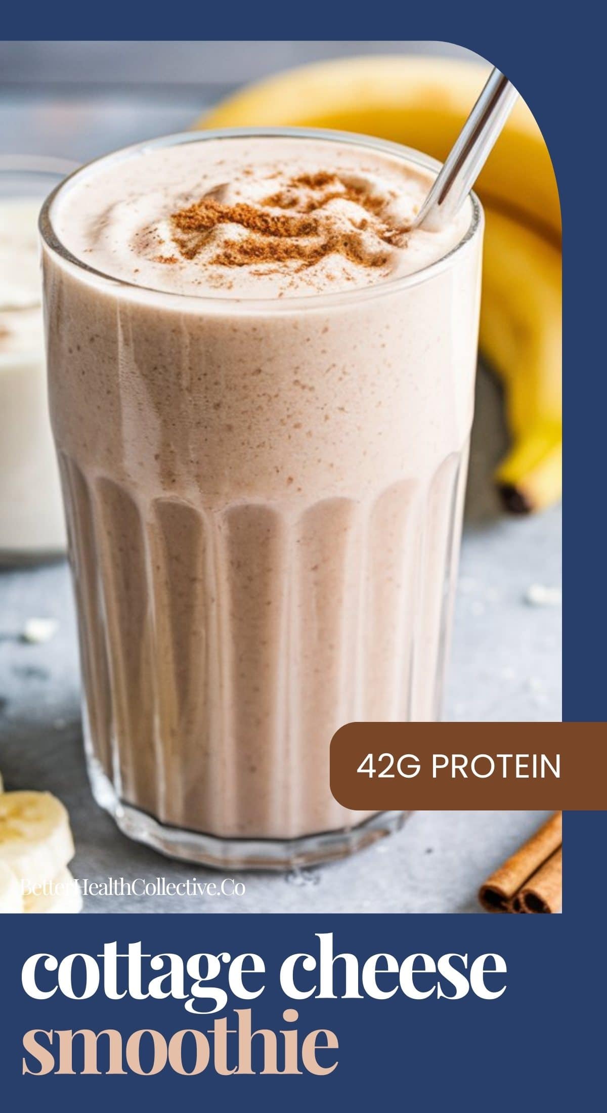 This Cottage Cheese Smoothie Has 40g of Protein (And Tastes Like a Milkshake)This high-protein cottage cheese smoothie is ultra-creamy, surprisingly delicious, and packed with 40g of protein per serving. Perfect for GLP-1 users, weight loss, or busy mornings when a full meal feels like too much. Easy to digest, blood-sugar friendly, and incredibly filling without being heavy.