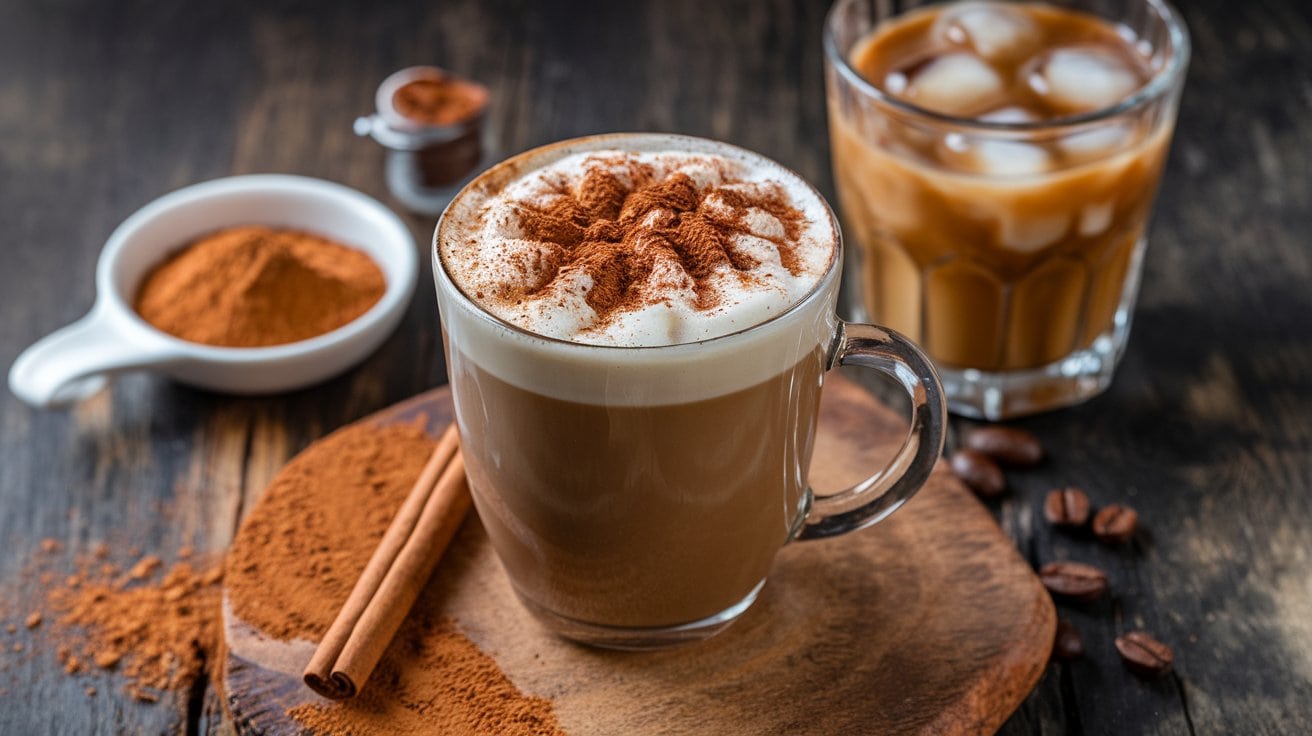 high protein coffee - cup of hot coffee and iced coffee