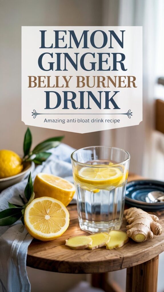 This lemon ginger belly fat burner drink is one of the best anti-bloat drinks for a tight, uncomfortable stomach. It helps reduce bloating caused by slow digestion and water retention while supporting hydration. A simple de-bloat drink to try first thing in the morning when your belly feels swollen or heavy.